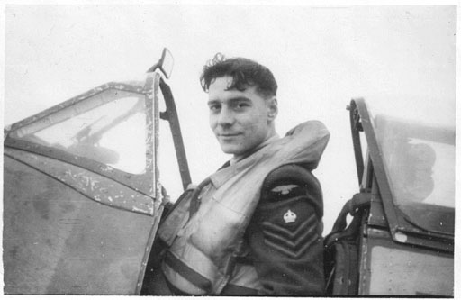 FSgt Leo Harris in the cockpit of a Spitfire IX at Biggin Hill, 8th December 1942